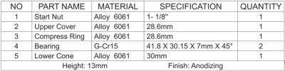 Рулевая колонка KENLI KL-B520 (1-1/8")