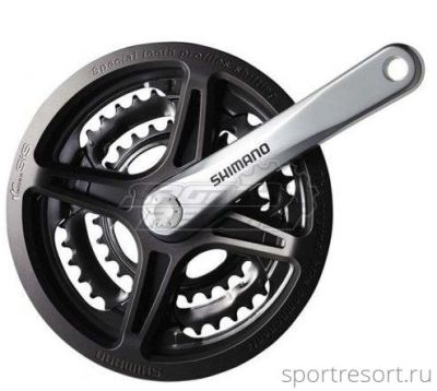 Система Shimano Tourney FC-M131 7/8ск (Квадрат, 48/38/28T, 170mm, серебро, защита)