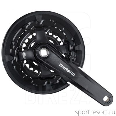 Система Shimano Tourney FC-TY701 6/7/8ск (Квадрат, 48/38/28T, 175mm, черная, защита)